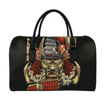 Japanese Ghost Samurai Print Leather Duffle Bag