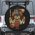 Japanese Ghost Samurai Print Leather Spare Tire Cover