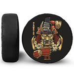 Japanese Ghost Samurai Print Leather Spare Tire Cover