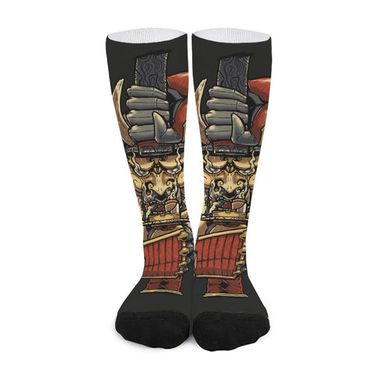 Japanese Ghost Samurai Print Long Socks