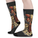 Japanese Ghost Samurai Print Long Socks