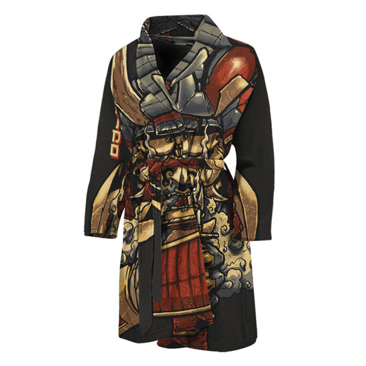 Japanese Ghost Samurai Print Men's Bathrobe