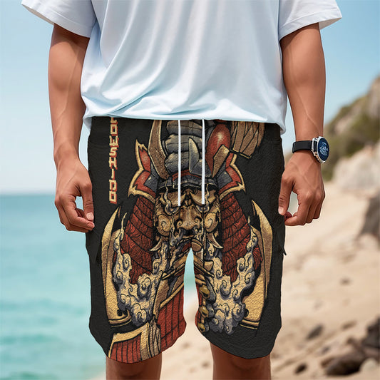 Japanese Ghost Samurai Print Men's Cargo Shorts