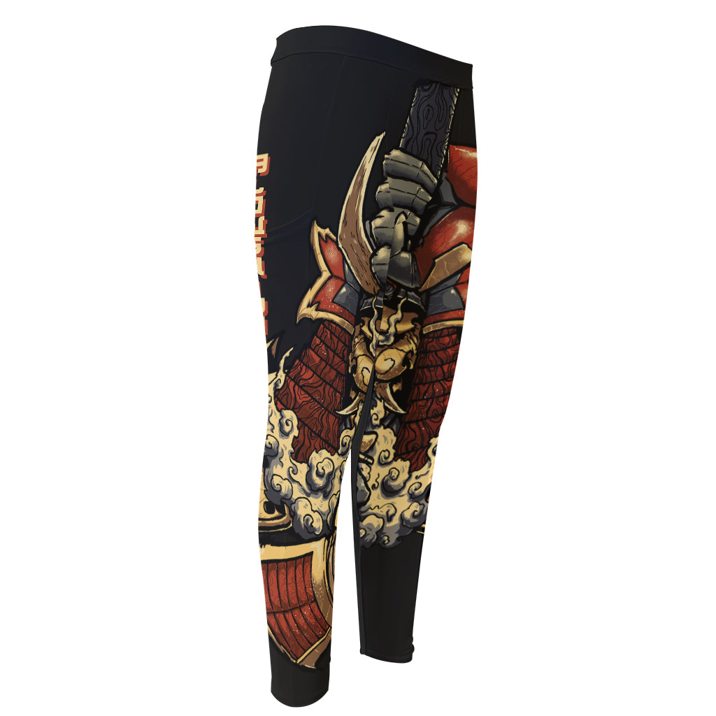 Japanese Ghost Samurai Print Men's Compression Pants