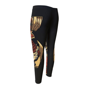 Japanese Ghost Samurai Print Men's Compression Pants