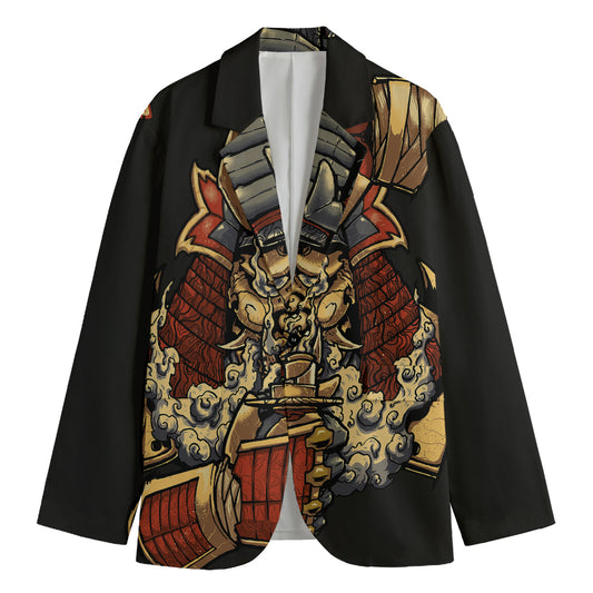 Japanese Ghost Samurai Print Men's Cotton Blazer