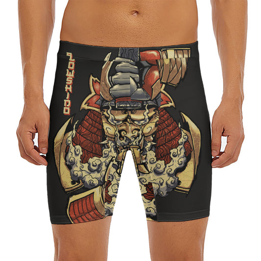 Japanese Ghost Samurai Print Men's Long Boxer Briefs