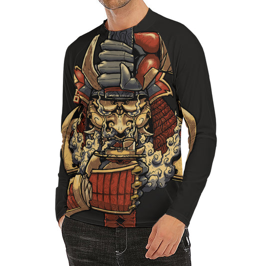 Japanese Ghost Samurai Print Men's Long Sleeve Rash Guard