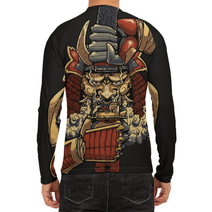Japanese Ghost Samurai Print Men's Long Sleeve Rash Guard