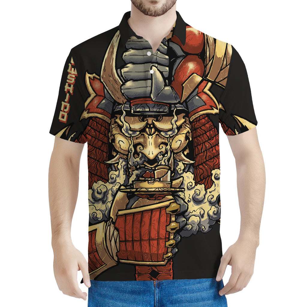 Japanese Ghost Samurai Print Men's Polo Shirt