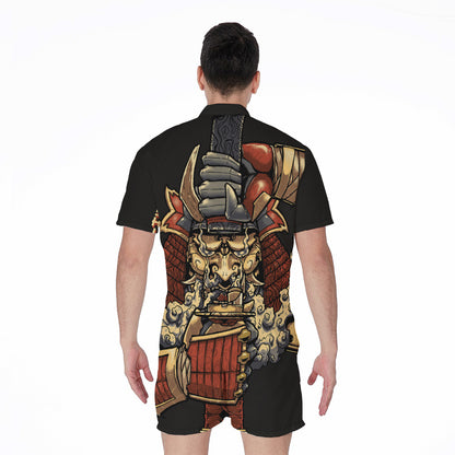 Japanese Ghost Samurai Print Men's Rompers