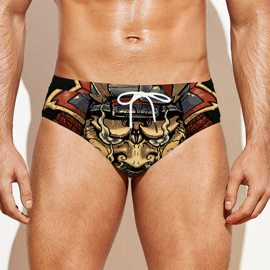 Japanese Ghost Samurai Print Men's Swim Briefs