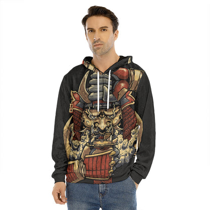 Japanese Ghost Samurai Print Men's Velvet Pullover Hoodie