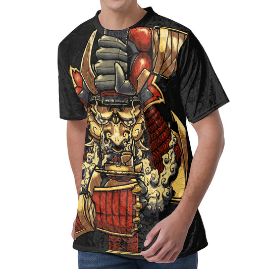 Japanese Ghost Samurai Print Men's Velvet T-Shirt