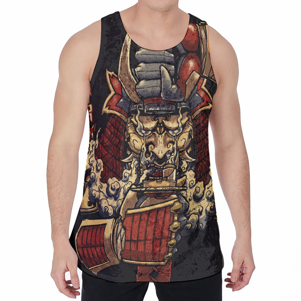 Japanese Ghost Samurai Print Men's Velvet Tank Top