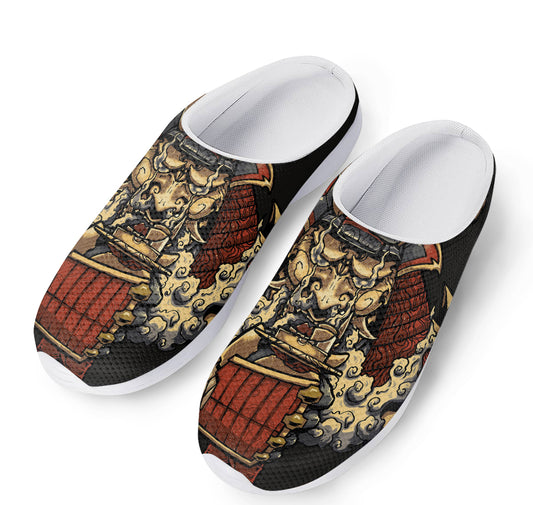 Japanese Ghost Samurai Print Mesh Casual Shoes