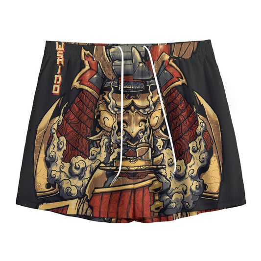 Japanese Ghost Samurai Print Mesh Shorts