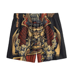 Japanese Ghost Samurai Print Mesh Shorts