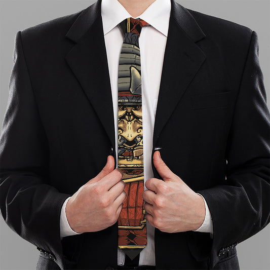 Japanese Ghost Samurai Print Necktie