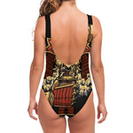 Japanese Ghost Samurai Print One Piece Swimsuit