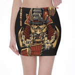 Japanese Ghost Samurai Print Pencil Mini Skirt