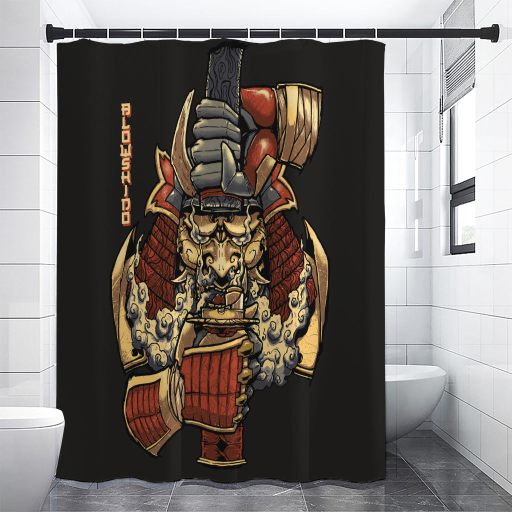 Japanese Ghost Samurai Print Premium Shower Curtain