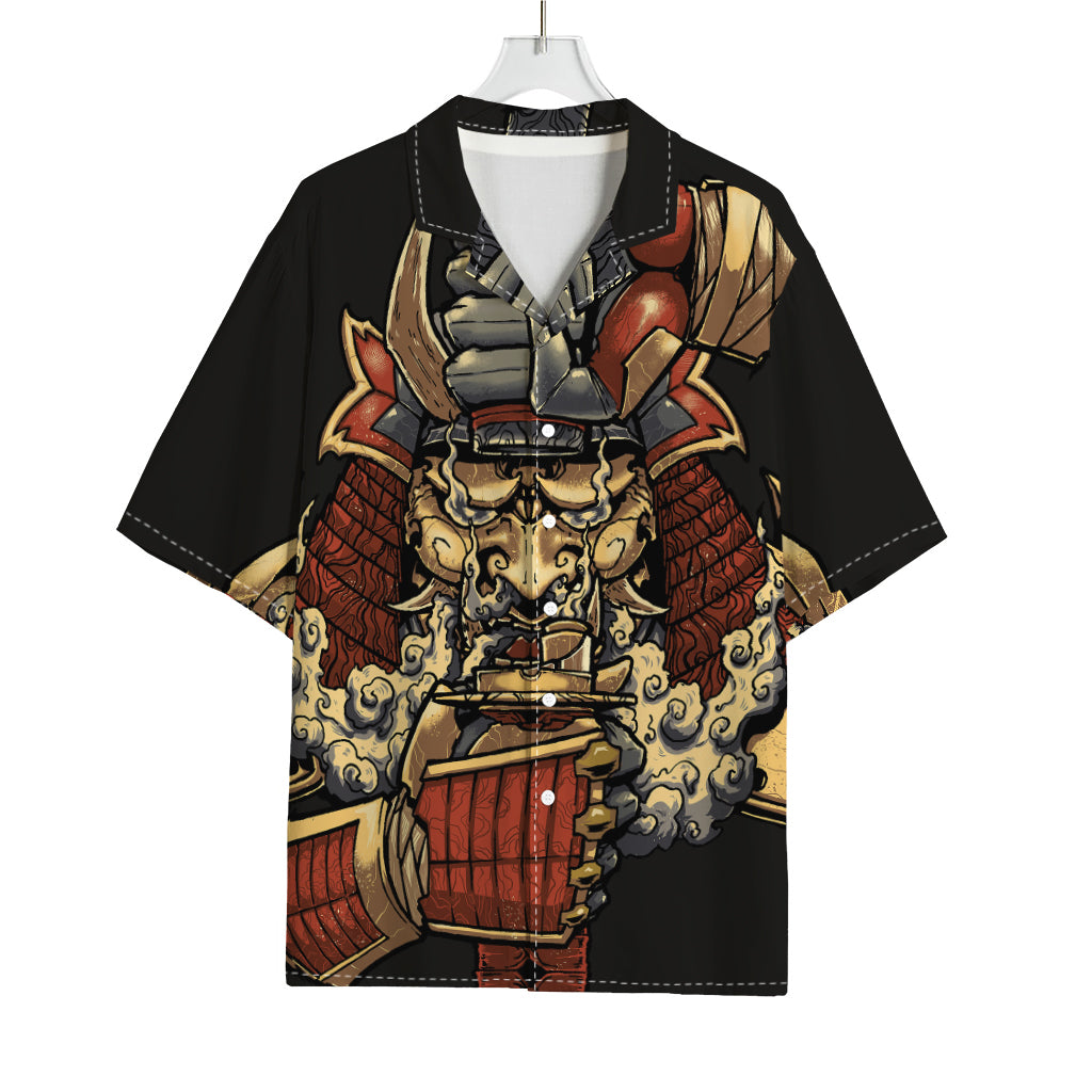 Japanese Ghost Samurai Print Rayon Hawaiian Shirt