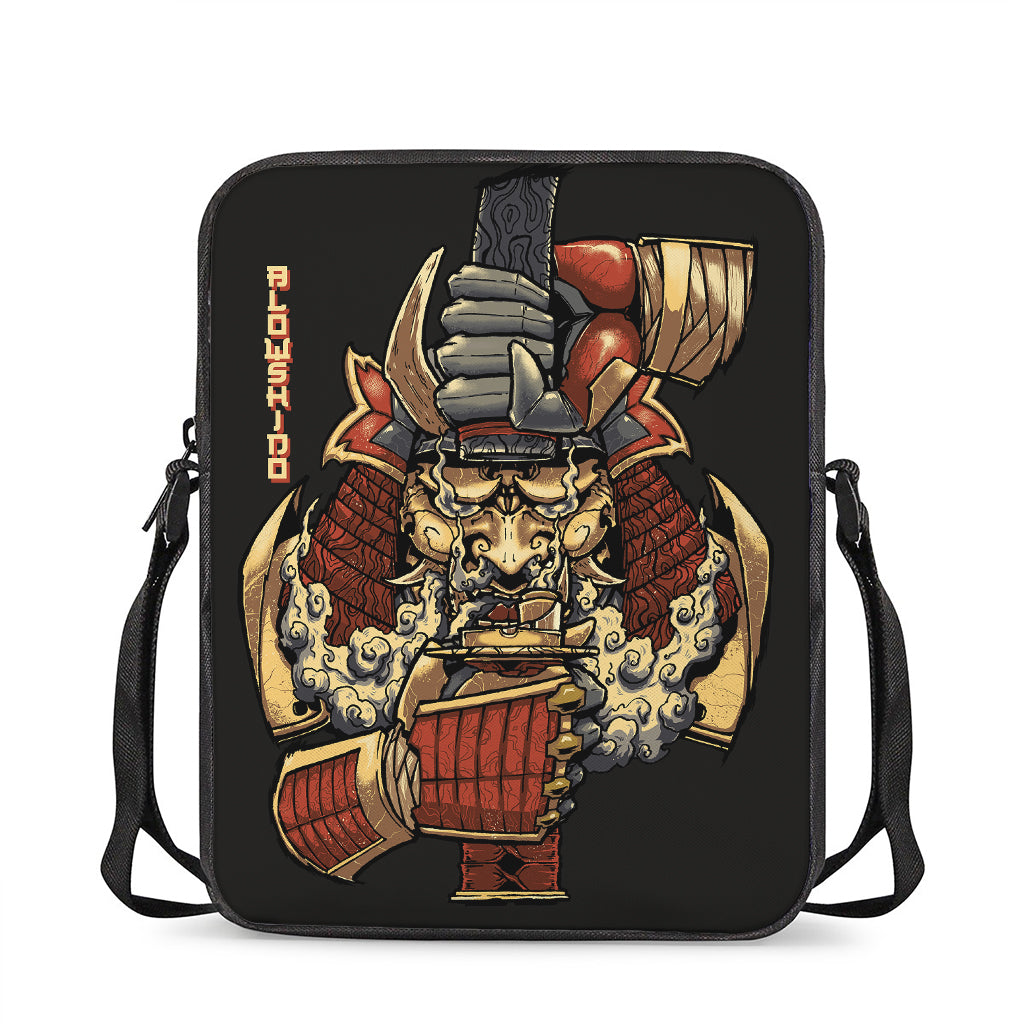 Japanese Ghost Samurai Print Rectangular Crossbody Bag