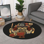Japanese Ghost Samurai Print Round Rug
