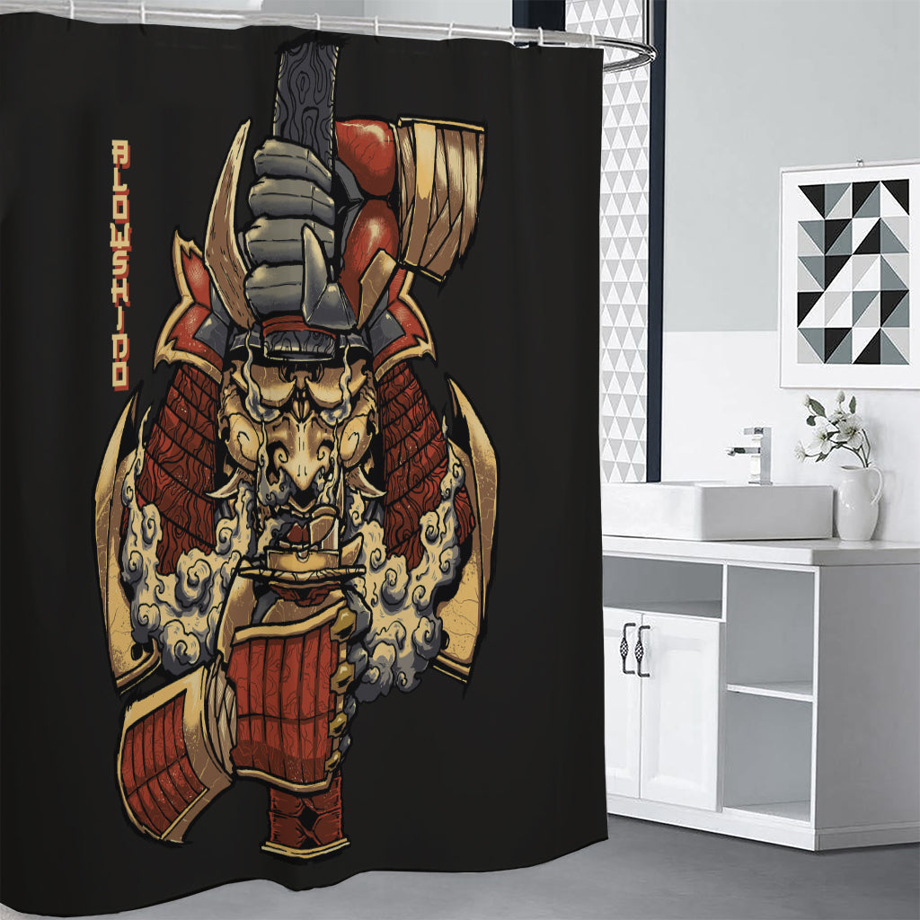 Japanese Ghost Samurai Print Shower Curtain