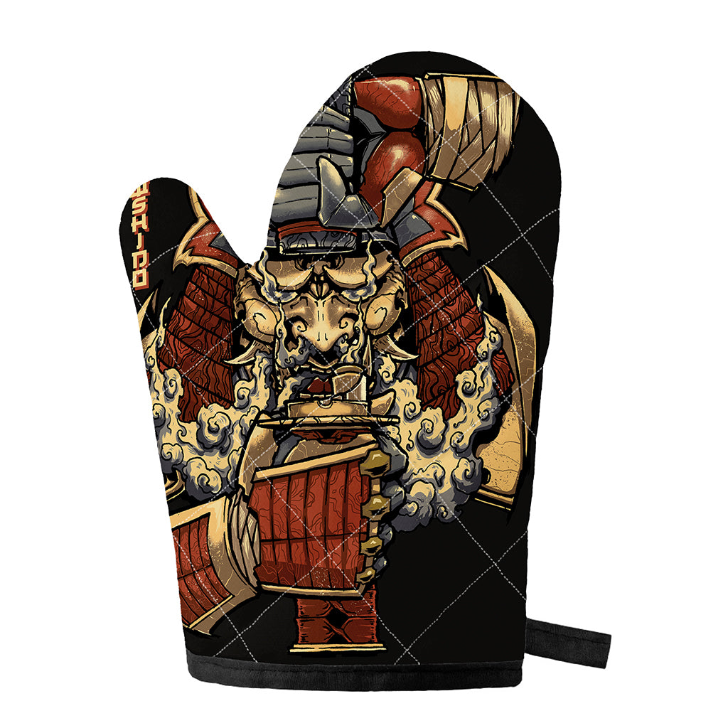 Japanese Ghost Samurai Print Single Oven Mitt