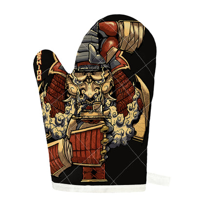 Japanese Ghost Samurai Print Single Oven Mitt