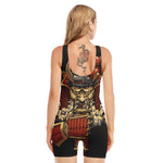 Japanese Ghost Samurai Print Sleeveless One Piece Swimsuit