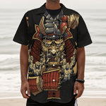 Japanese Ghost Samurai Print Textured Short Sleeve Shirt