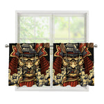 Japanese Ghost Samurai Print Tier Curtains
