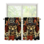 Japanese Ghost Samurai Print Tier Curtains