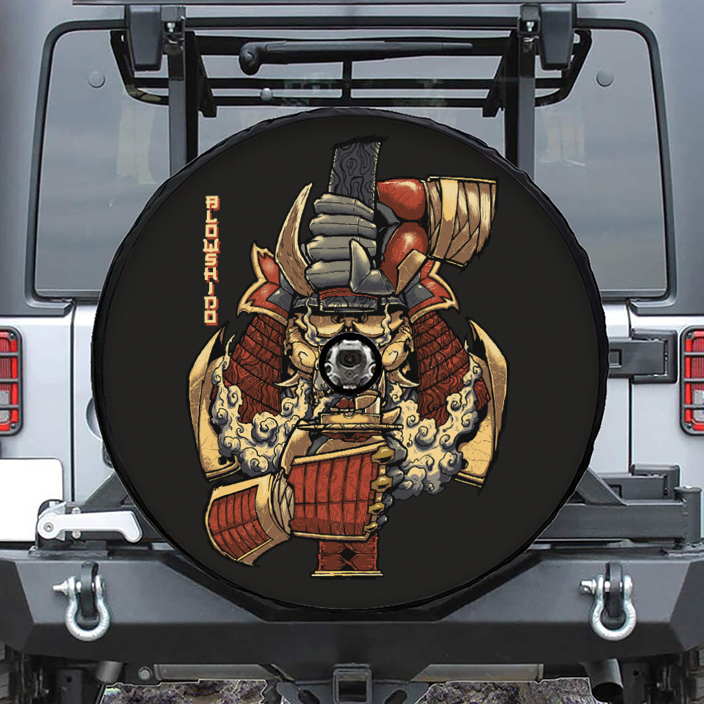 Japanese Ghost Samurai Print Tire Cover With Camera Hole