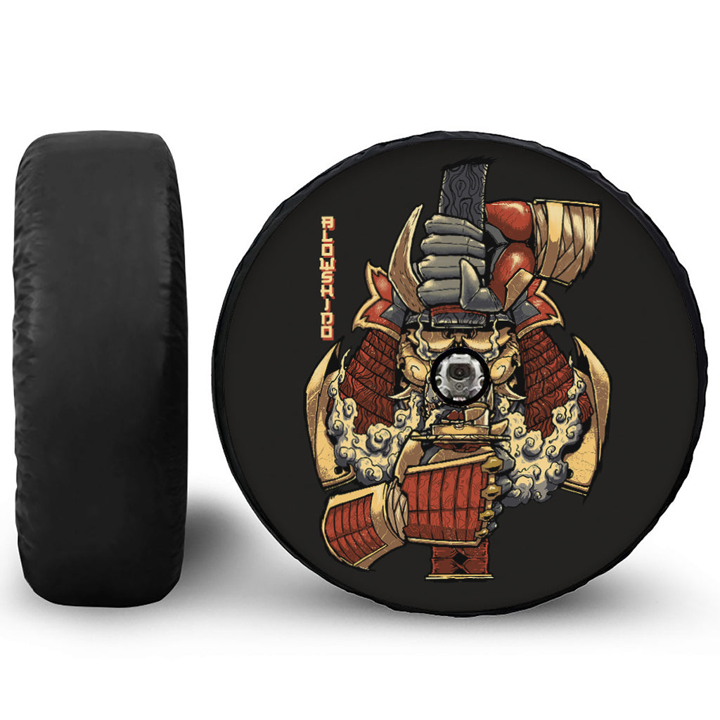 Japanese Ghost Samurai Print Tire Cover With Camera Hole