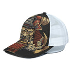 Japanese Ghost Samurai Print White Mesh Trucker Cap