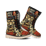 Japanese Ghost Samurai Print Winter Boots