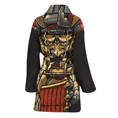 Japanese Ghost Samurai Print Women's Bathrobe