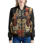 Japanese Ghost Samurai Print Women's Bomber Jacket