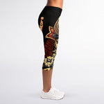 Japanese Ghost Samurai Print Women's Capri Leggings
