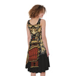 Japanese Ghost Samurai Print Women's Sleeveless Dress