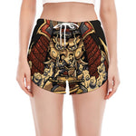 Japanese Ghost Samurai Print Women's Split Running Shorts
