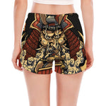 Japanese Ghost Samurai Print Women's Split Running Shorts