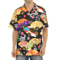 Japanese Hand Fan Pattern Print Aloha Shirt