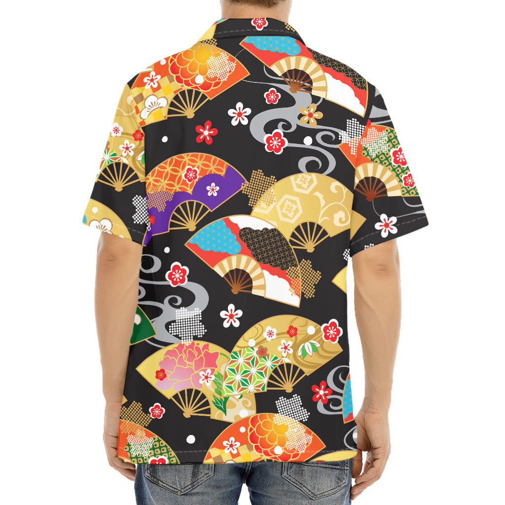 Japanese Hand Fan Pattern Print Aloha Shirt