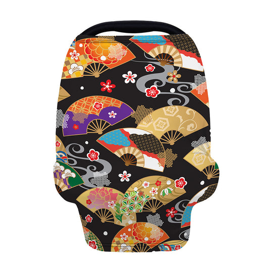Japanese Hand Fan Pattern Print Baby Seat Cover