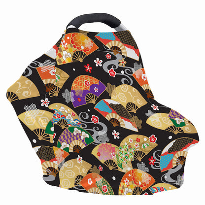 Japanese Hand Fan Pattern Print Baby Seat Cover
